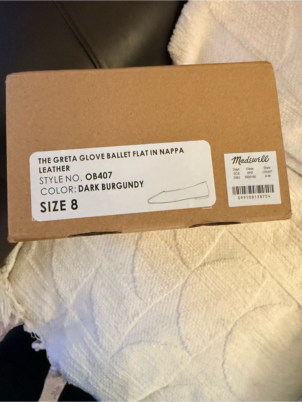 Madewell New in box The Greta dark burgundy flats. Size 8.